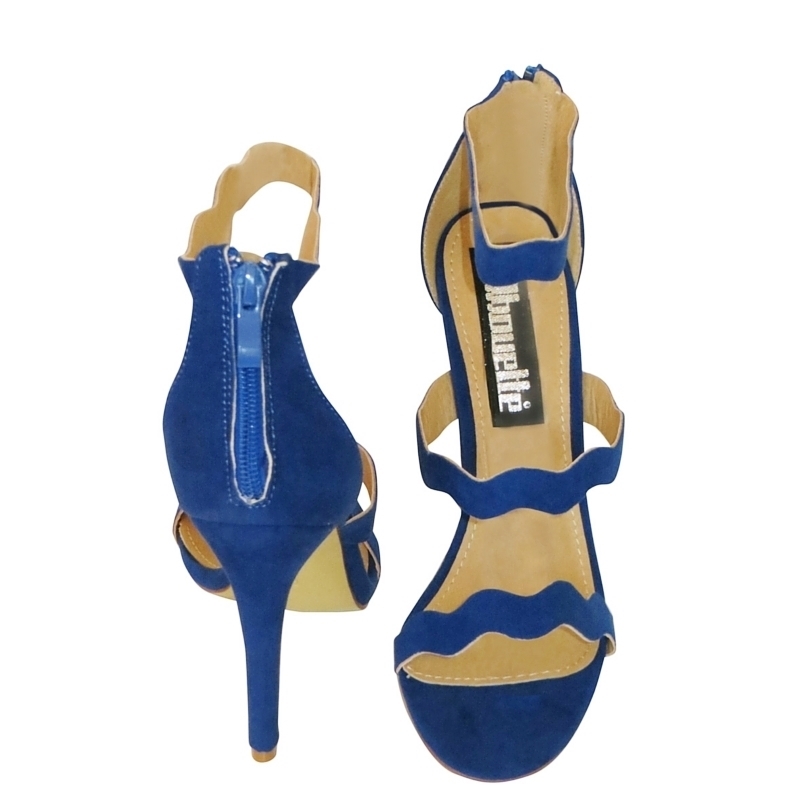 Kobalt blauwe strappy sandals met hoge hak