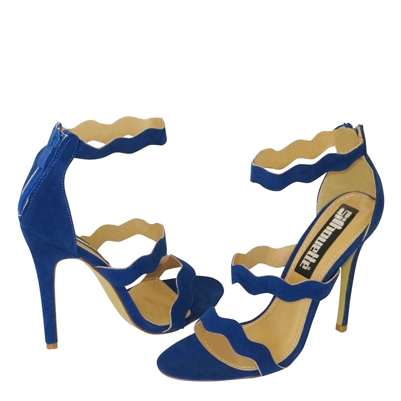 Kobalt blauwe strappy sandals met hoge hak