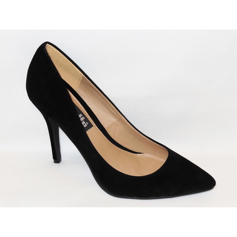 Pump met puntige neus in zwart imisuède met naaldhak Silhouette