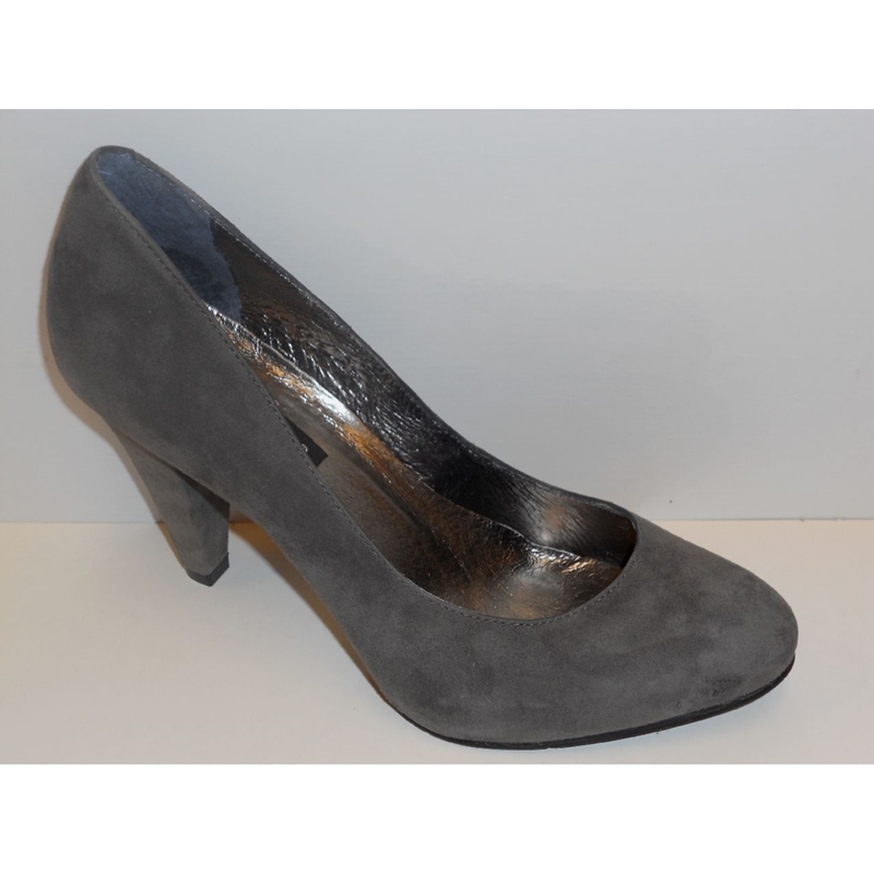 Grijze pumps van suède met ronde neus en naaldhak | Silhouette | Hoge hakken