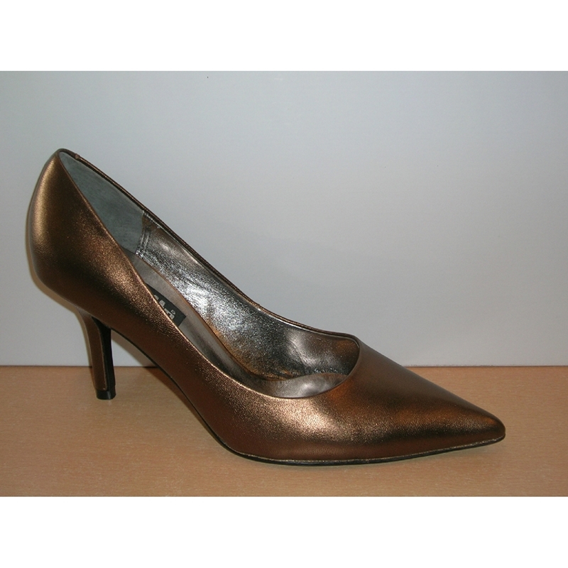 Pump in brons leer met spitse neus en naaldhak Silhouette Hoge hakken