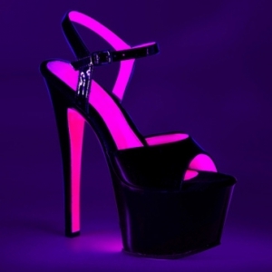 Zwarte dansschoenen met roze zool | Pleaser hakken | Sky-309 TT