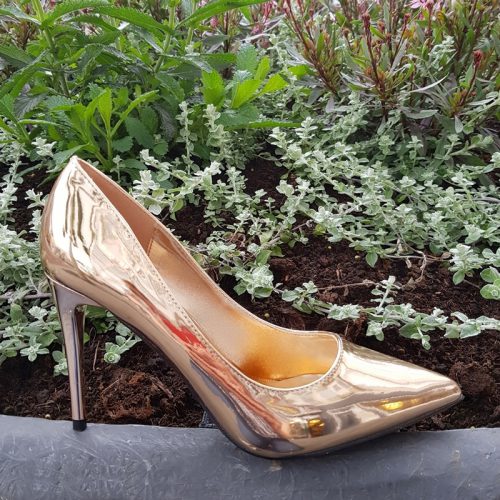 Rosé gouden pumps met naaldhak | Metallic rose gold heels | Silhouette