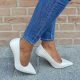 Zilveren glitterpumps met naaldhakken en zilveren hak | Gala pumps zilver met glitters en naaldhak | Hoge hakken glitter zilver