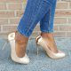 Glitterpumps in rosé goud met ronde neus en hoge naaldhak | Gala pumps in champagne goud ronde neus | Hoge hakken glitter rose goud.