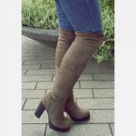2635-87-003 – kaki groene overknee laarzen voor dikke kuiten en dunne kuiten met blokhak (1)