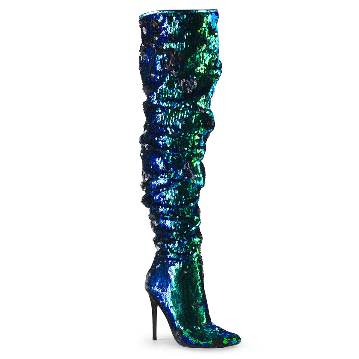 deugd metalen Artefact Blauwe of Groene glitter laarzen met stiletto hak in grote maten |  Silhouette