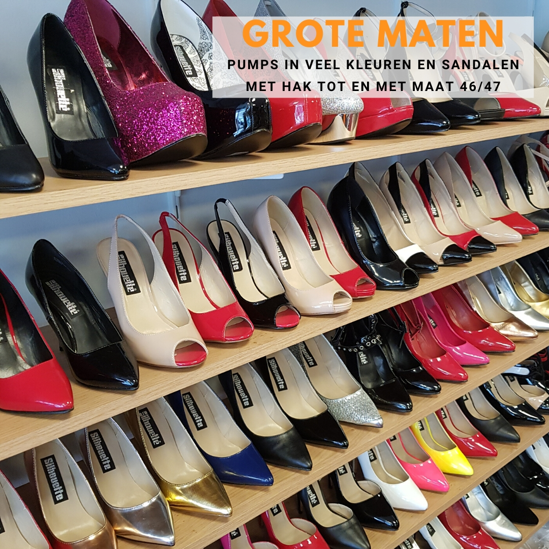Hoge hakken in grote maten tot en met maat 46 47