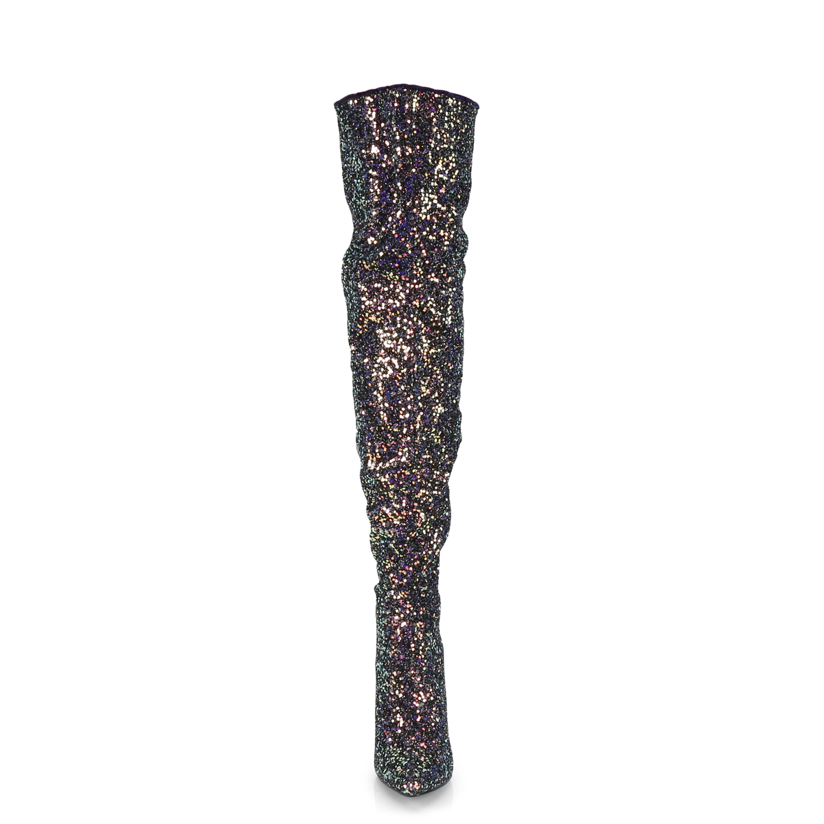 COURTLY-3015 - 2648-10-085 - zwarte paarse glitterlaars met hak in grote maten