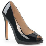Zwarte lak peeptoe pumps | Peeptoe pumps met stiletto hak