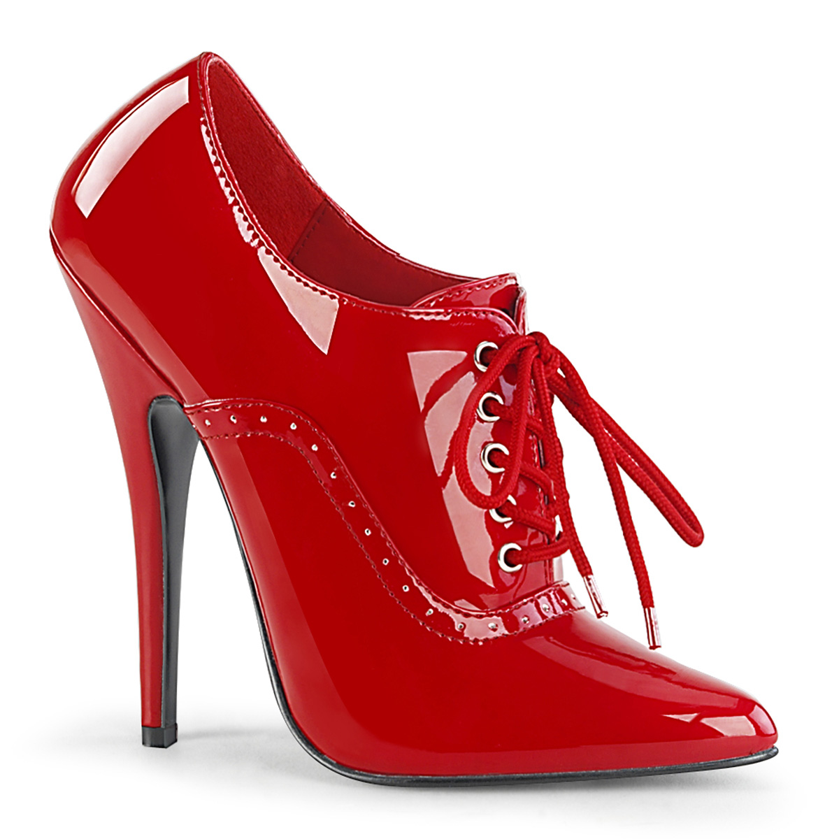Oxford pumps met hoge hakken in rood lak | Rode Oxford pumps