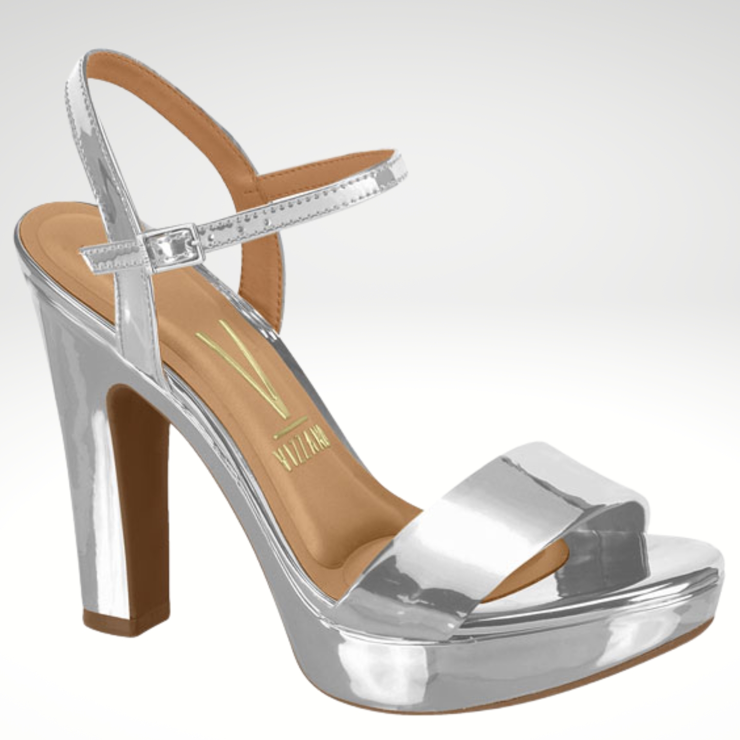 Zilveren sandalen met hak | Zilveren hoge hakken