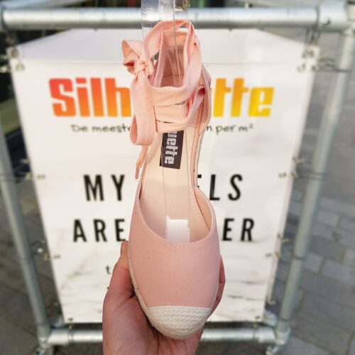 Roze espadrilles met sleehak en linten | Silhouette