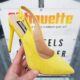 Gele pumps met open hiel en hoge hak | Gele slingback pumps met naaldhak