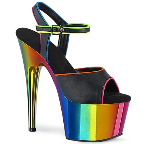 Rainbow heels met neon biezen langs randen | Regenboog danshakken met gekleurden randen
