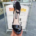 Zwarte blokhak schoenen met plateau en dichte hiel