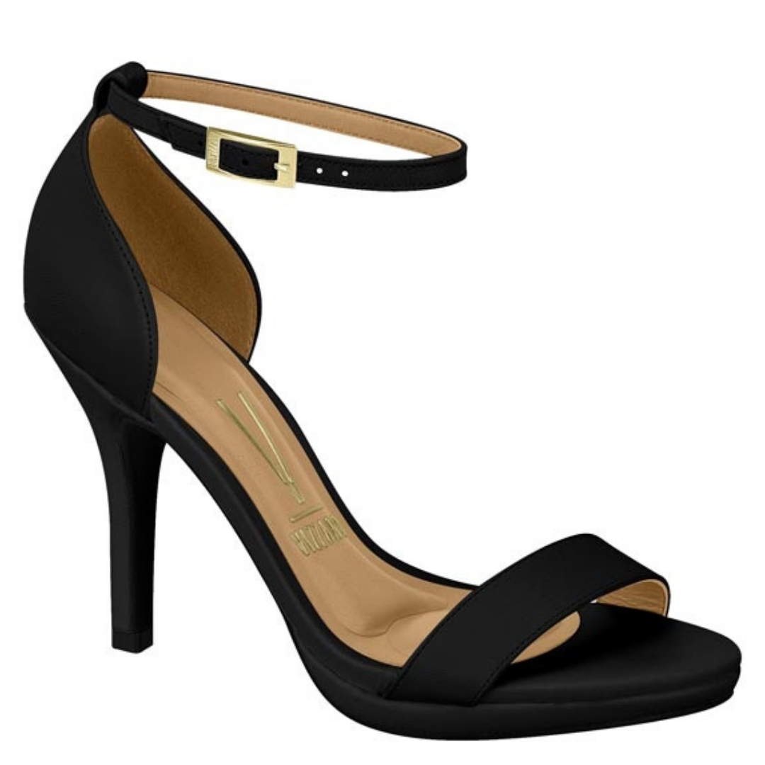 Zwarte comfortabele sandaal met naaldhak en mini plateau | Zwarte Vizzano-sandaaltjes met naaldhak en plateautje
