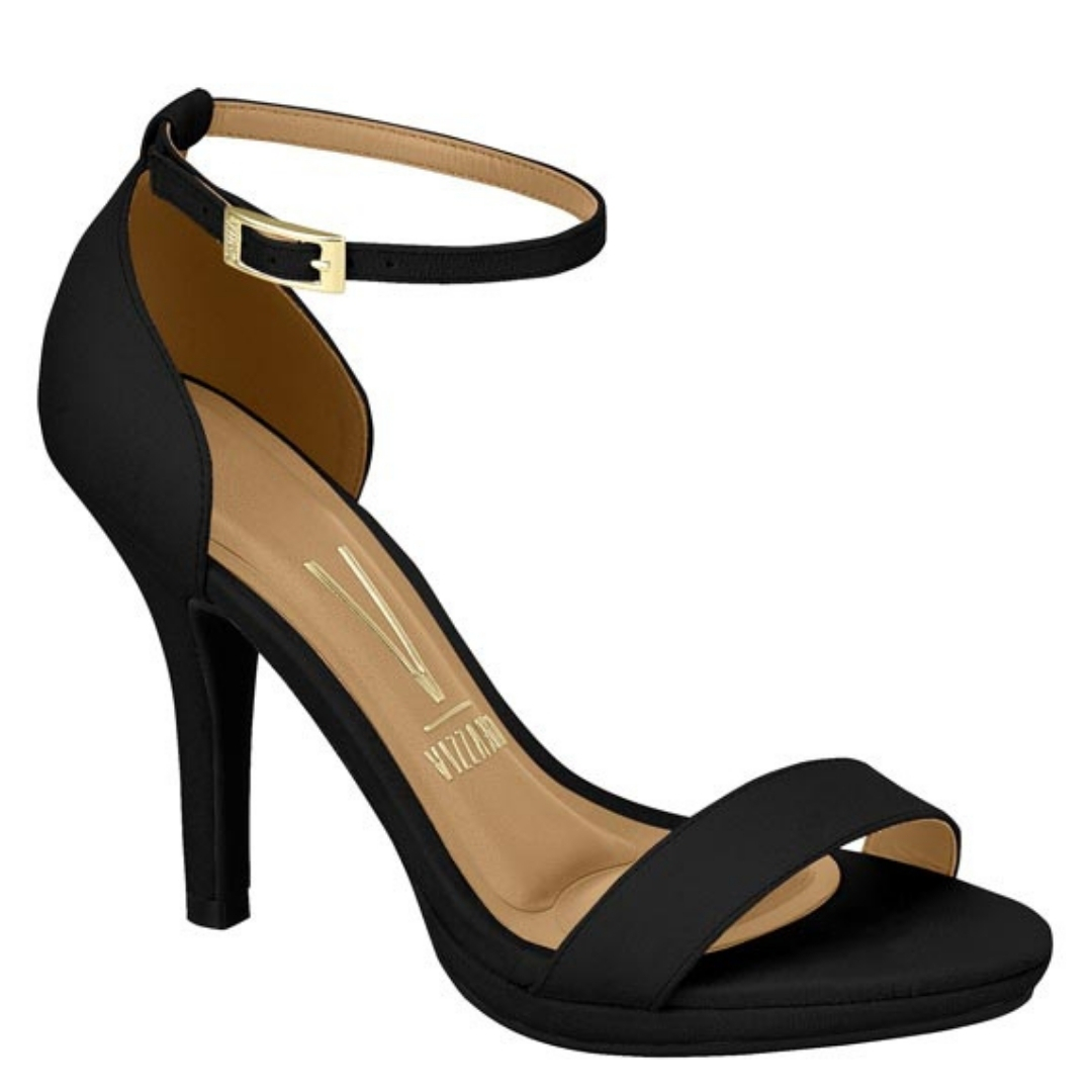Comfortabele sandaal met naaldhak in zwart suede look | Zwart eco suede Vizzano-sandaaltjes met naaldhak en plateautje