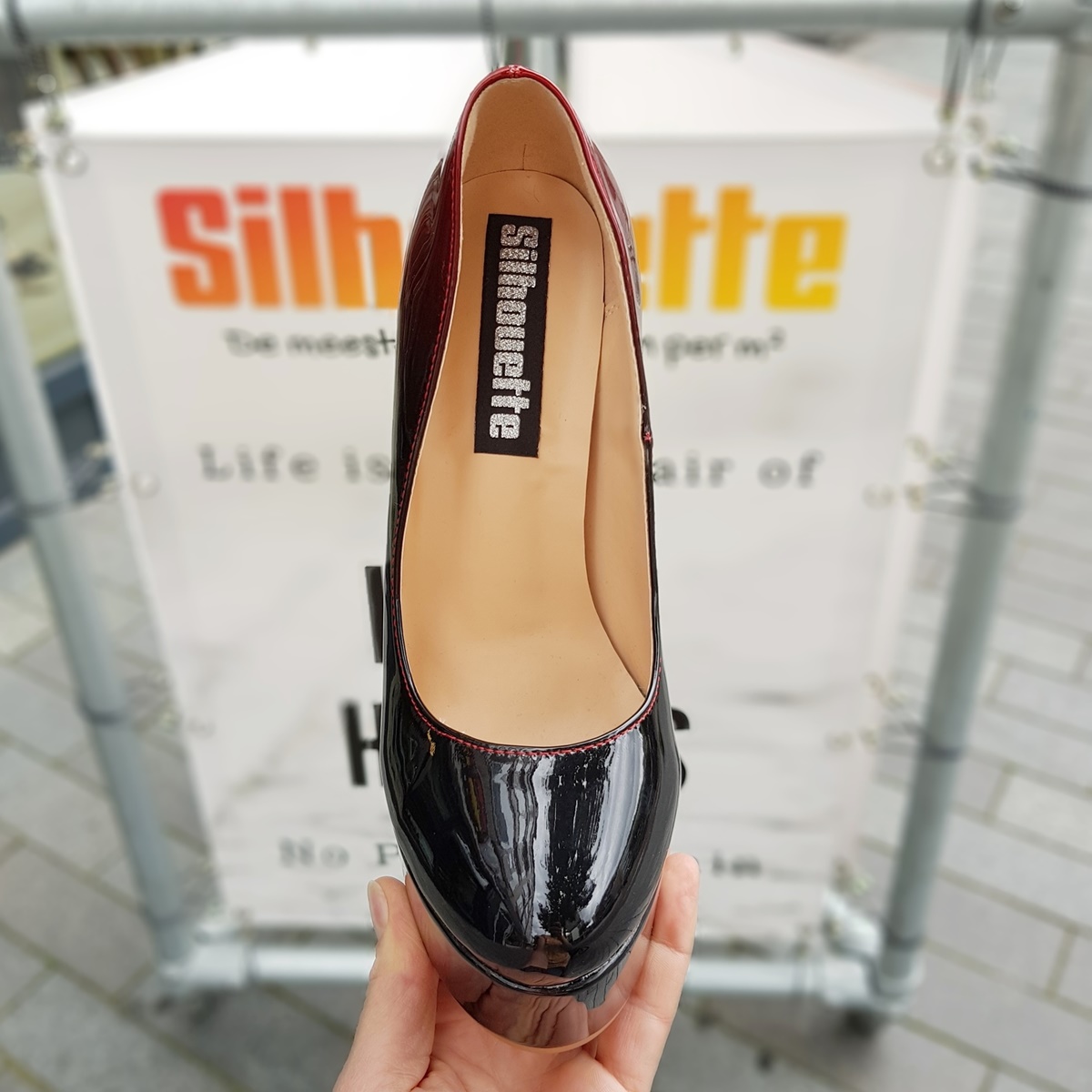 Two tone pumps zwart rood hoge hak | Silhouette Rotterdam