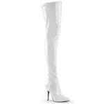 2638-50-004 – Witte overknee laarzen met naaldhak stretch lak – Witte laarzen over de knie met hoge hak