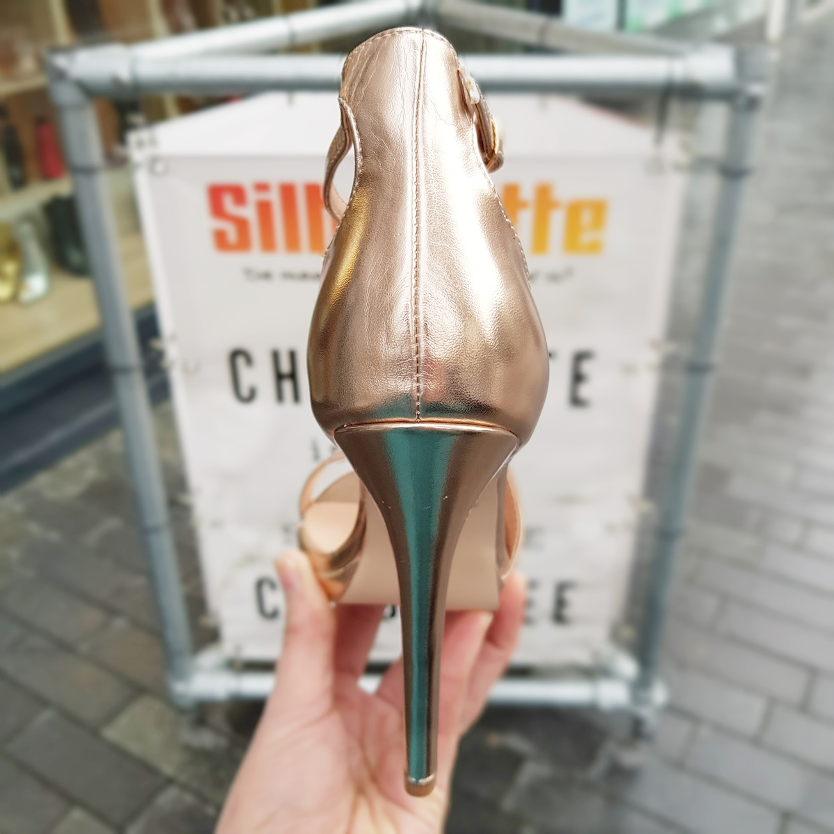 Rose gouden high heels met bandjes | Silhouette