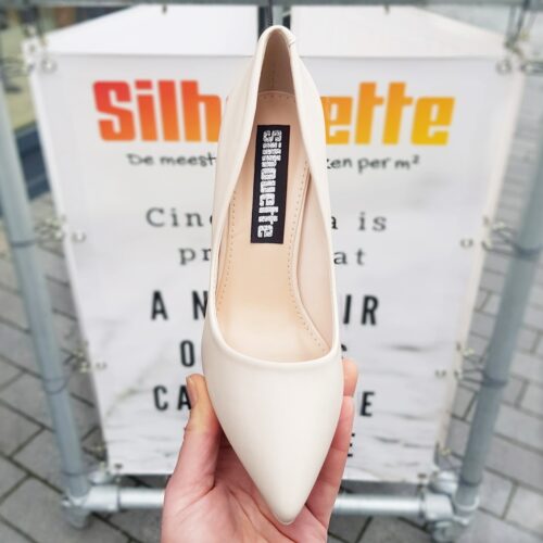 Zandkleurige hoge hakken in vegan leer | Licht beige pump met hoge hak