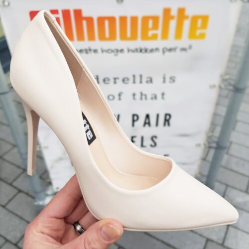 Zandkleurige hoge hakken in vegan leer | Licht beige pump met hoge hak