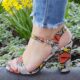 Multicolour sandaaltjes met brede hak | Gekleurde sandaaltjes met blokhak