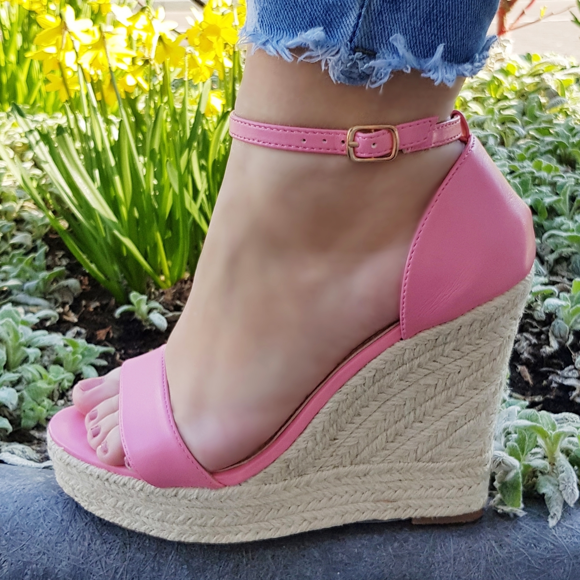 Rose sleehakken met dichte hiel en enkelbandje | Roze sleehak sandalen