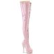 Roze-met-witte Pleaser laarzen met veters | Overkneelaarzen in babypink met wit