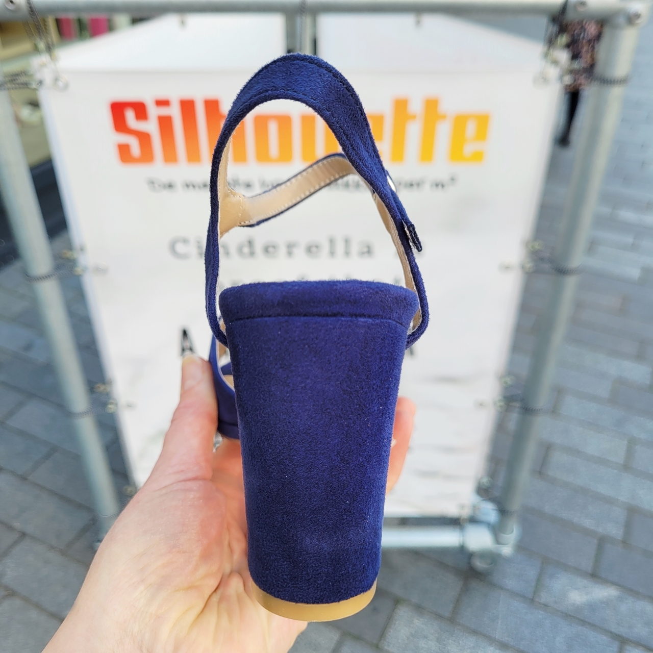 Donkerblauwe sandalen met 8 cm blokhak | Silhouette