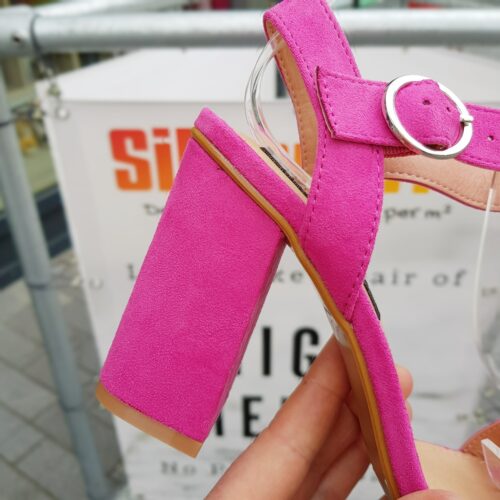 Fuchsia roze sandalen met stevige hak en bandje Silhouette