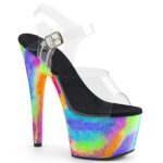 2728-99-042 – Doorzichtige Pleaser sandalen met graffiti print neon – Pleaser neon hakken (2)