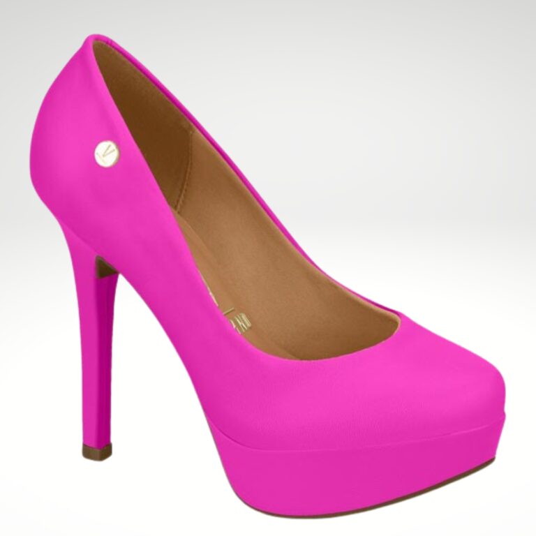 Neon roze pumps met ronde neus en hoge hak Silhouette