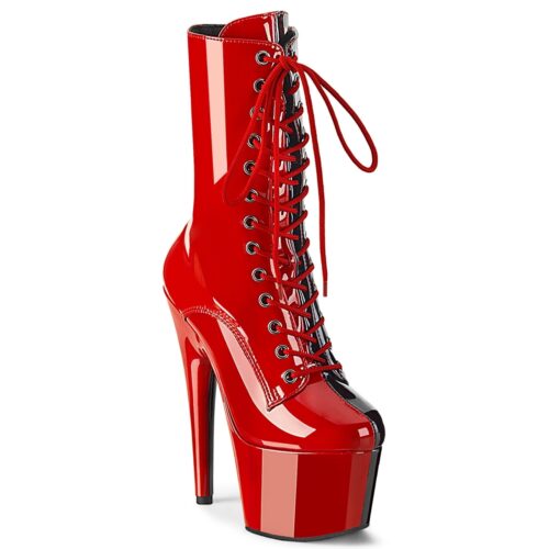 Zwart rode Pleaser enkellaarzen met hoge hak | Harley Quinn laarzen