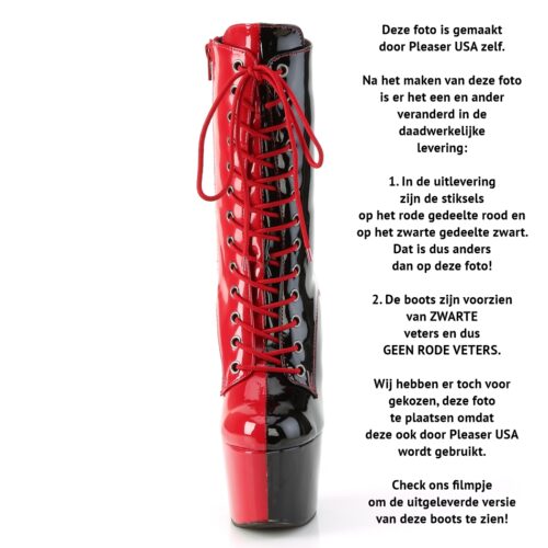 Zwart rode Pleaser enkellaarzen met hoge hak | Harley Quinn laarzen