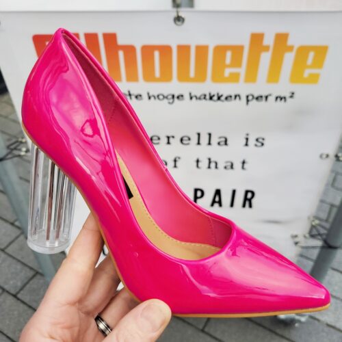 Roze pumps met doorzichtige hak | Roze transparante hakken