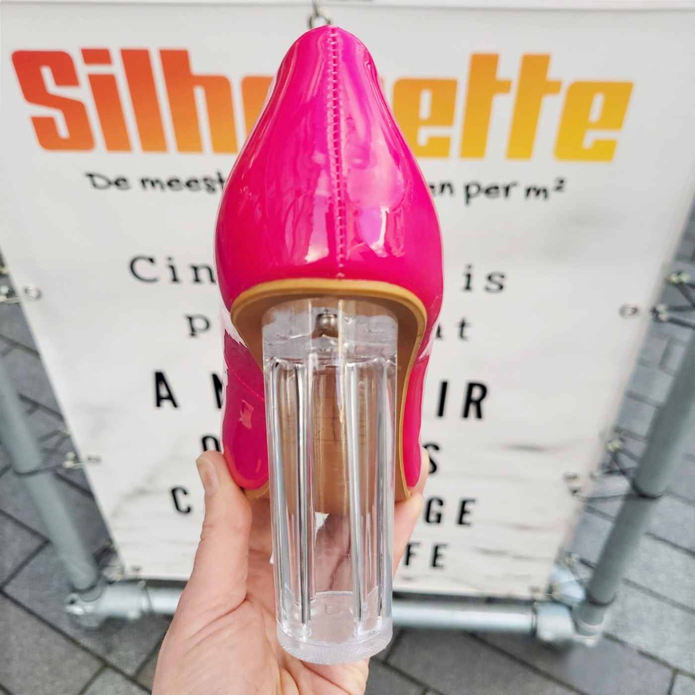 Roze pumps met doorzichtige hak Roze transparante hakken