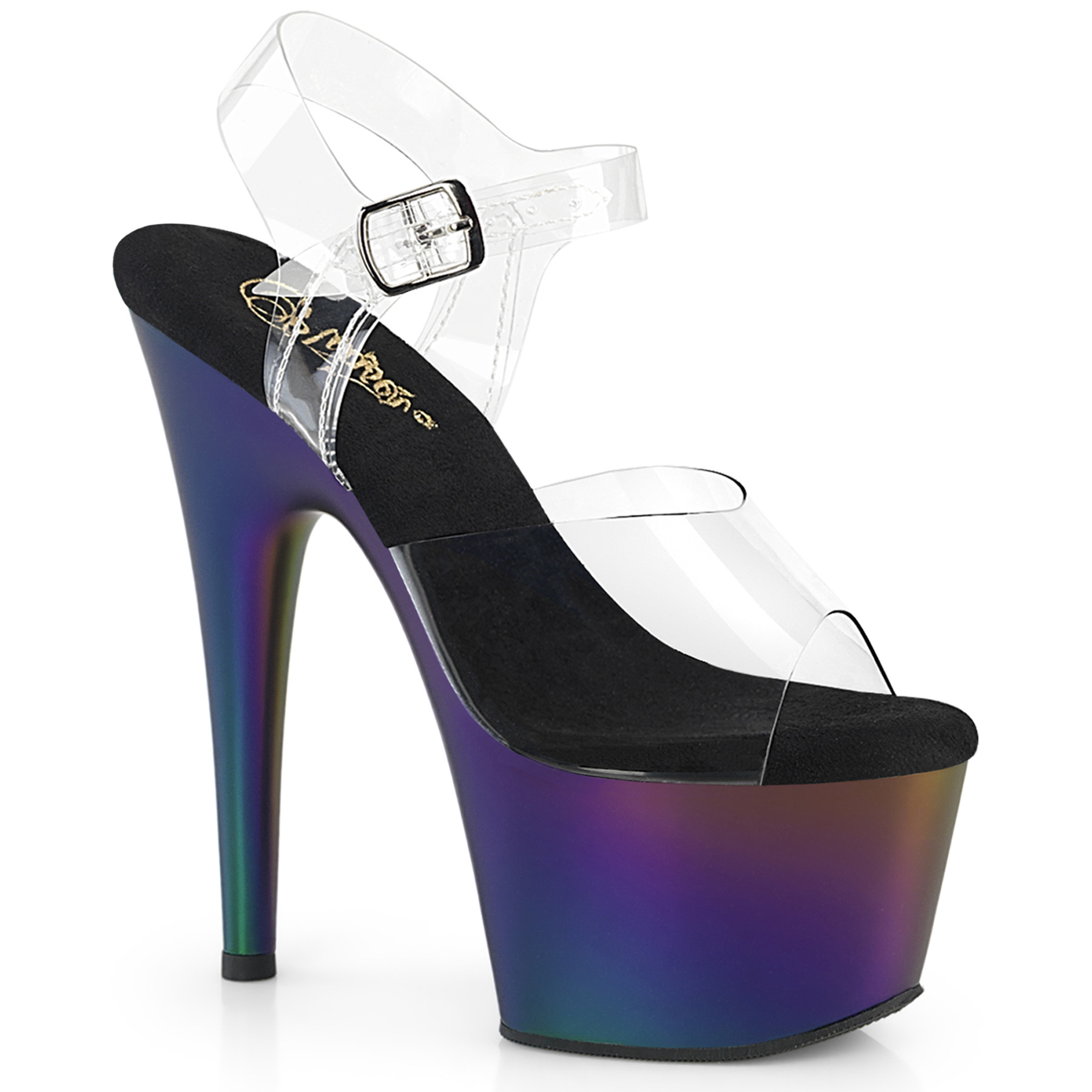 Transparante Pleaser hakken met regenboog zool | Doorzichtige Pleasers