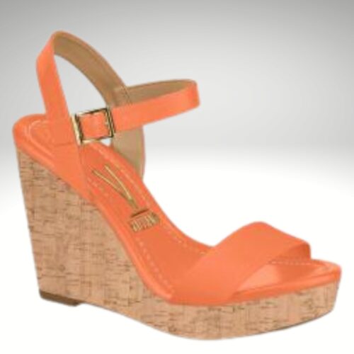 Oranje sleehakken met kurkzool | Oranje sandalen met sleehak