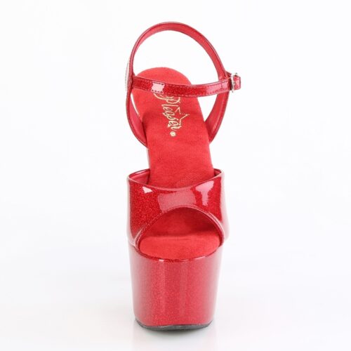 Rode Pleasers met glitters in het materiaal | Rode hoge hakken met glitters