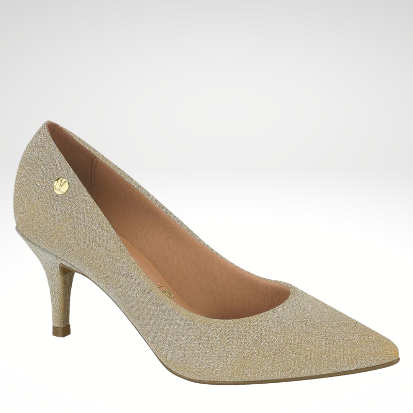 Comfortabele gouden glitterpumps met lage hak | Gouden pump met glitter en lage hak