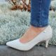 Comfortabele zilveren glitterpumps met lage hak | Zilveren pump met glitter en lage hak