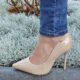 Vizzano beige lak pumps met 10 cm hoge naaldhak | Beige lakpumps met 10 cm hak