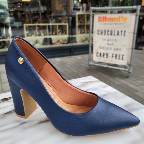 Comfortabele blauwe pumps met blokhak | Blauwe blokhak pumps met voetbed