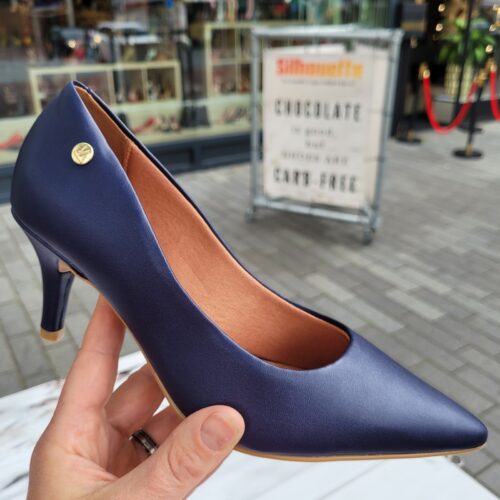 Blauwe pumps met lage naaldhak | Blauwe pumps met 7 cm hak