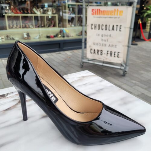 Zwarte lakpumps met hak
