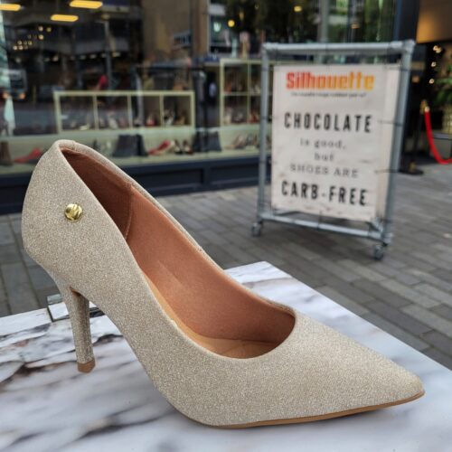 Gouden Vizzano glitterpumps met 9 cm hak | Comfortabele gouden glitterhakken