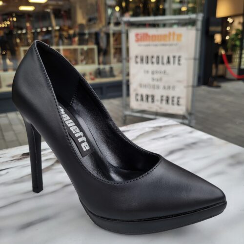 Kleine maat plateaupumps met hoge hak in zwart | Zwarte plateaupumps voor kleine voeten