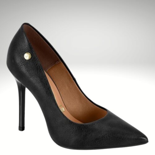 Hoge vizzano stiletto hakken in zwart lederlook | Zwarte pumps met hoge naaldhak van Vizzano